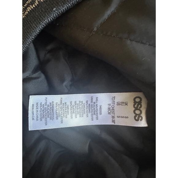 ASOS Leopard Print Bomber Jacket Black Gold Trim Full Zip Size Small‎ S Tucan - Picture 7 of 11